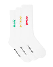Load image into Gallery viewer, WEEKEND OFFENDER FRIDAY/SATURDAY/SUNDAY SOCKS WHITE 3-PAK SKARPETKI