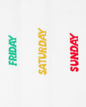 Load image into Gallery viewer, WEEKEND OFFENDER FRIDAY/SATURDAY/SUNDAY SOCKS WHITE 3-PAK SKARPETKI