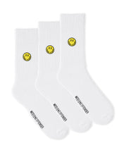 Load image into Gallery viewer, WEEKEND OFFENDER SMILEY SPORTS SOCKS WHITE 3-PAK SKARPETKI
