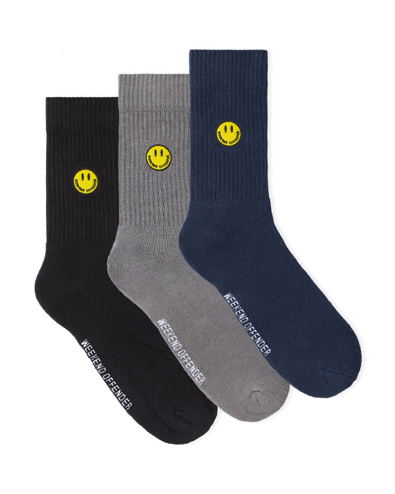 WEEKEND OFFENDER SMILEY SPORTS SOCKS 3-PAK SKARPETKI