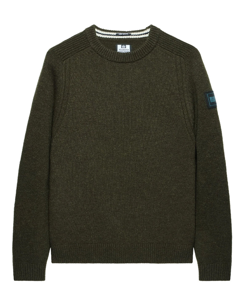 WEEKEND OFFENDER ZAGREB KNITTED WOOL CASTLE GREEN SWETER