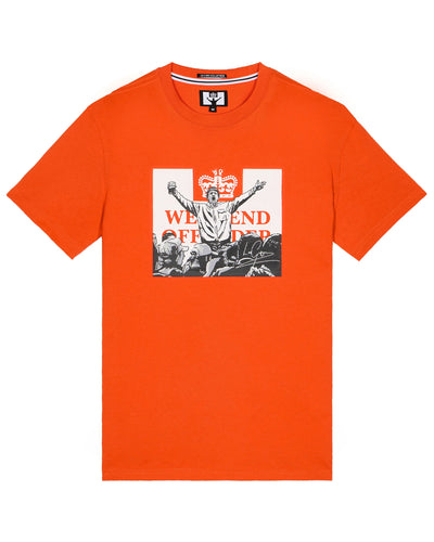 WEEKEND OFFENDER MONO GRAPHIC LEO GREGORY PURE ORANGE T-SHIRT