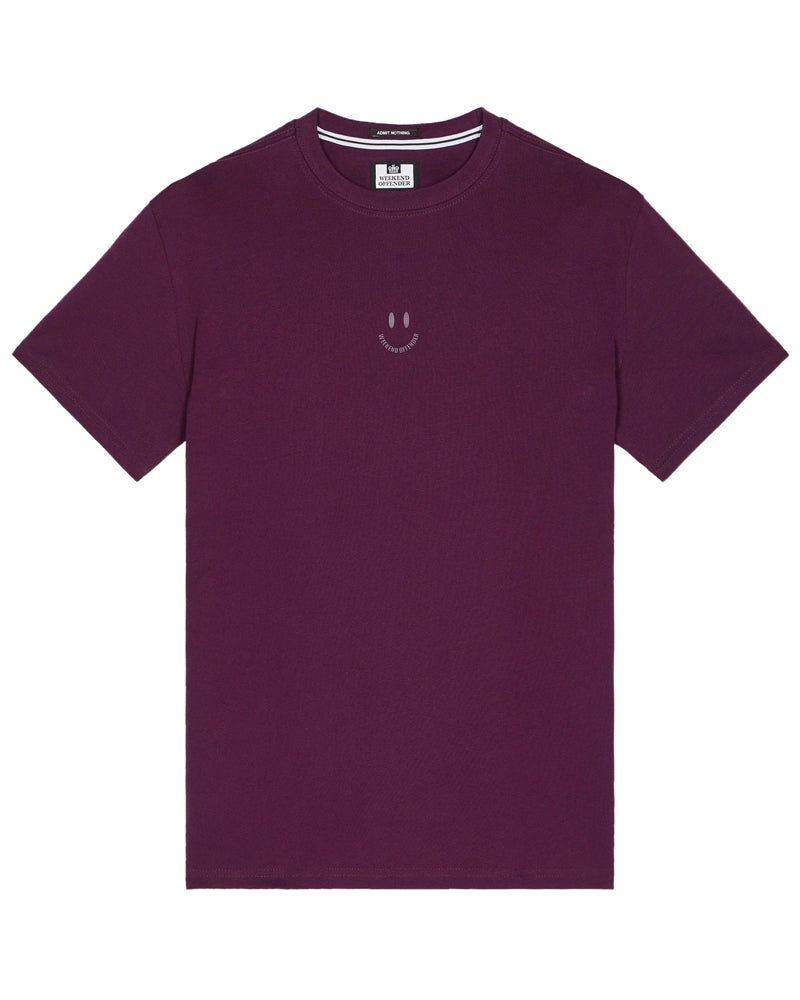 WEEKEND OFFENDER SMILE GRAPHIC ACAI BERRY T-SHIRT