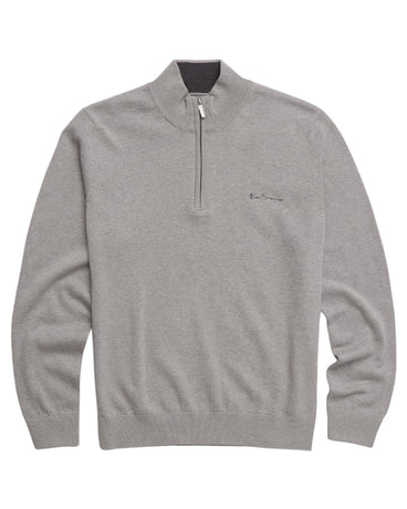 BEN SHERMAN ZIP FUNNEL NECK GREY MARL SWETER