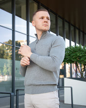 Load image into Gallery viewer, BEN SHERMAN ZIP FUNNEL NECK GREY MARL SWETER
