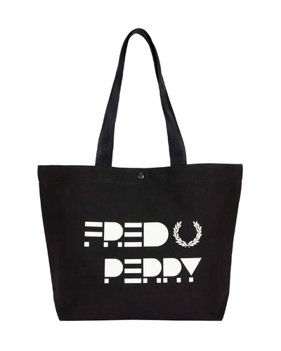 FRED PERRY TEXT TOTE BAG BLACK TORBA
