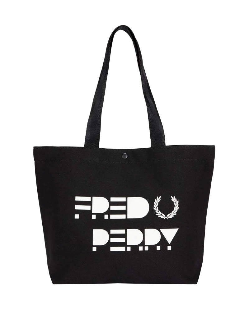 FRED PERRY TEXT TOTE BAG BLACK TORBA