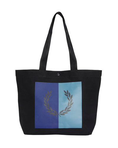 FRED PERRY COLOUR BLOCK GRAPHIC TOTE BAG BLACK TORBA