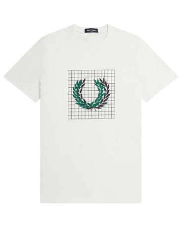 Fred Perry Laurel Wreath Grid Snow White T-Shirt