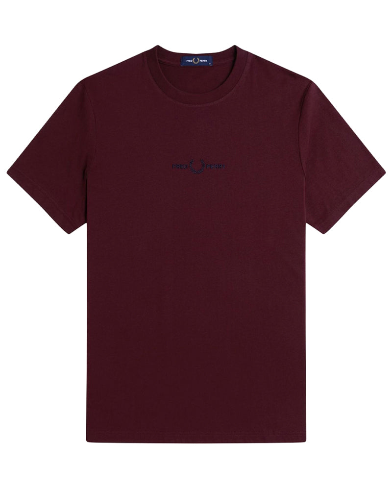 FRED PERRY EMBROIDERED OXBLOOD T-SHIRT