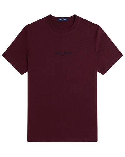 FRED PERRY EMBROIDERED OXBLOOD T-SHIRT