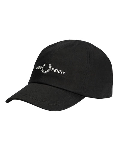 FRED PERRY GRAPHIC BRANDED TWILL CAP BLACK