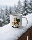 Load image into Gallery viewer, Kubek ceramiczny produkcji Casual Authentic, model Andy Coffee w kolorze białym na tle zimowego krajobrazu
