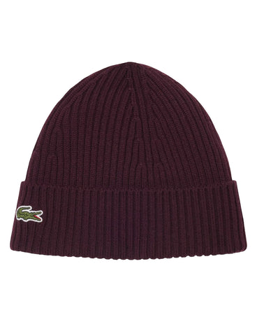 Lacoste czapka zimowa bordowa wełniana
