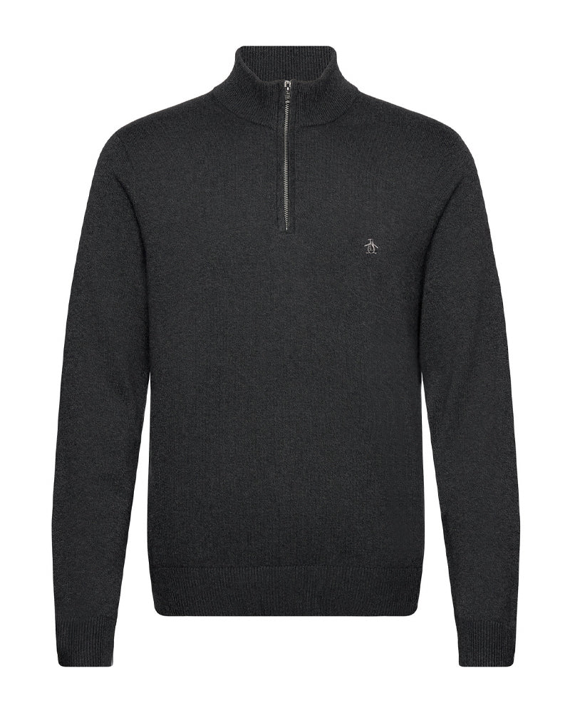 ORIGINAL PENGUIN SUPIMA QUARTER ZIP CHARCOAL BLUZA