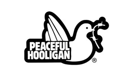Peaceful Hooligan logo dove with barbed wire logo