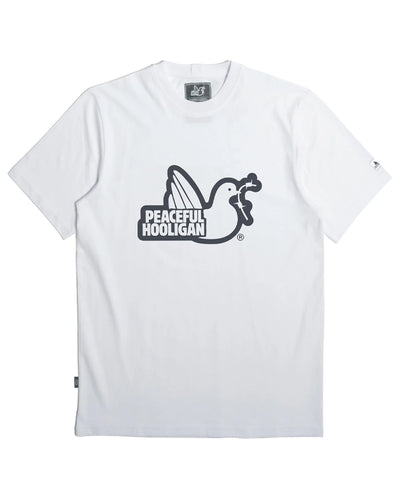 PEACEFUL HOOLIGAN OUTLINE WHITE T-SHIRT