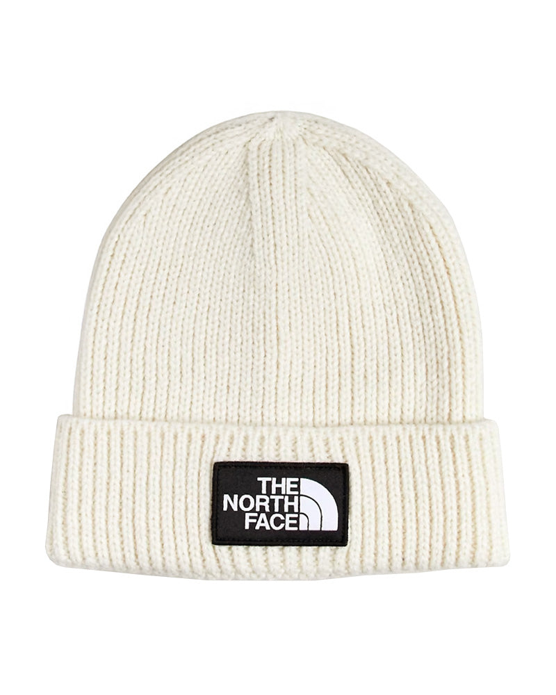 The North Face Logo Cuffed Beanie Gardenia White czapka zimowa