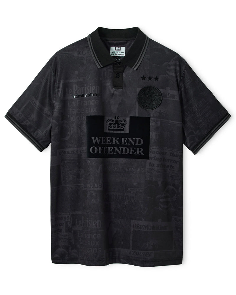 WEEKEND OFFENDER BLACKOUT FOOTBALL SHIRT BLACK