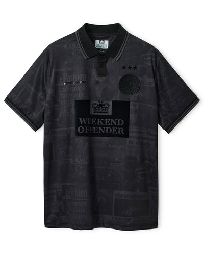 WEEKEND OFFENDER BLACKOUT FOOTBALL SHIRT BLACK