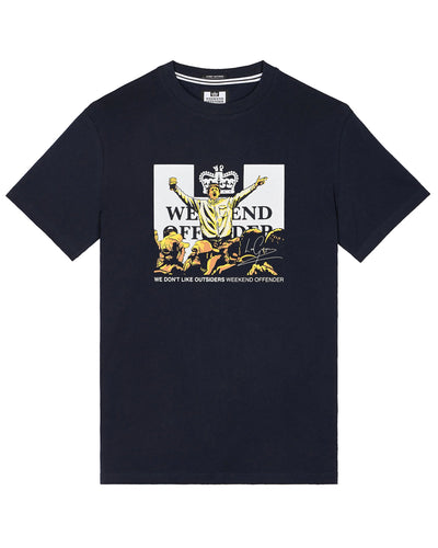 WEEKEND OFFENDER LEO GREGORY TEE NAVY T-SHIRT