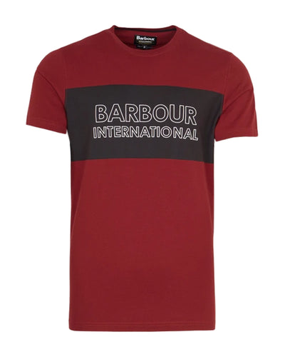 BARBOUR INT. PANEL LOGO TEE WINE T-SHIRT