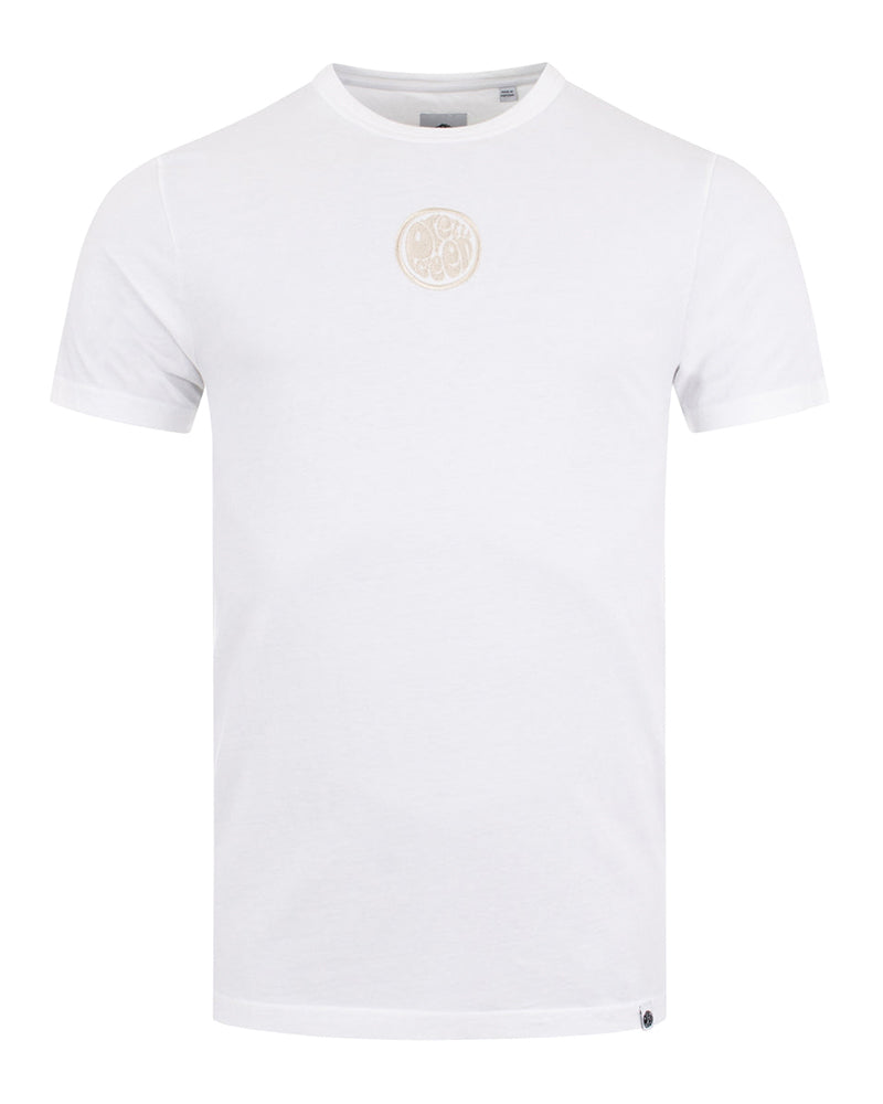 PRETTY GREEN LAYLAND EMBROIDERED LOGO WHITE T-SHIRT